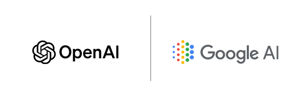 OpenAI logo and Google AI logo