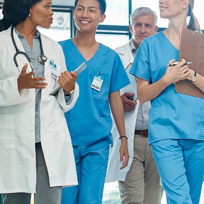 doctor talking to newly hired nurses