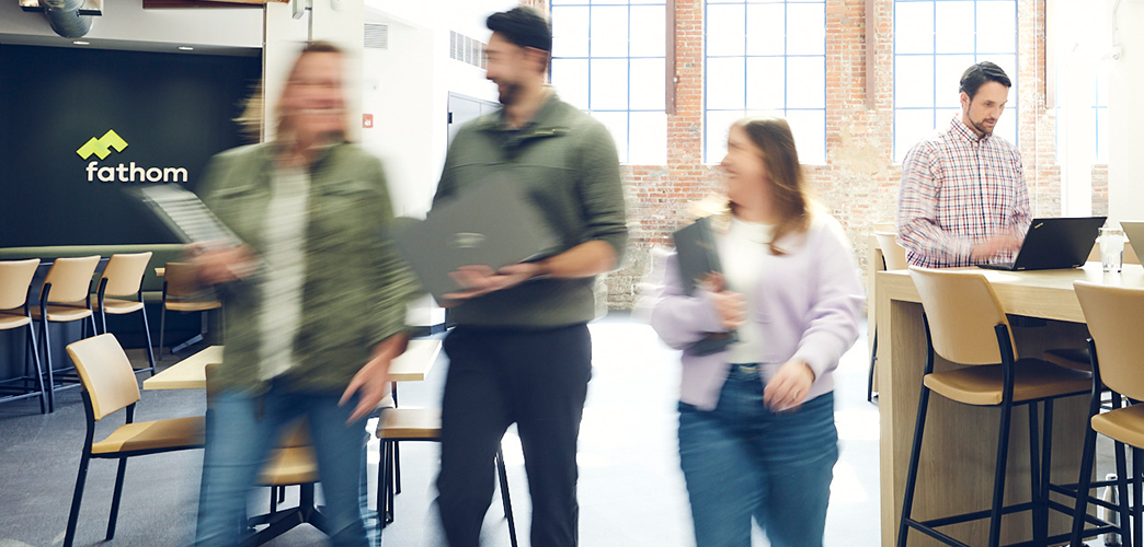 digital marketers walking around the office