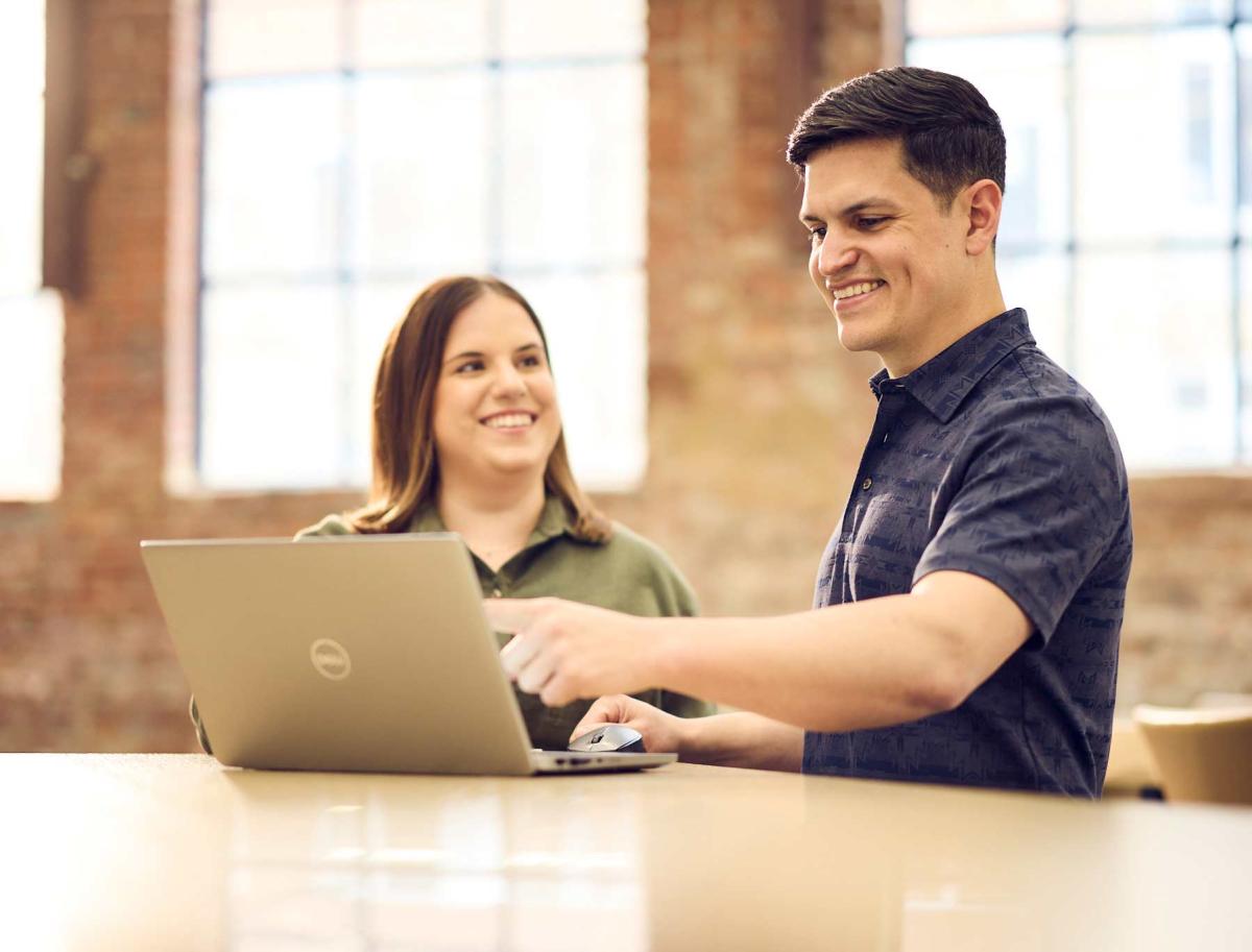 Elise and BK at the tall tables