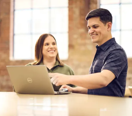 Elise and BK at the tall tables